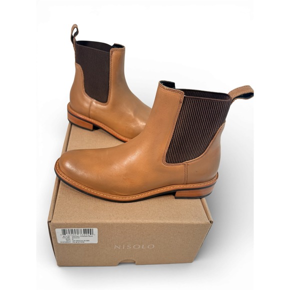 NEW SIZE 9 Nisolo All Weather Chelsea Boots Tan Leather Side Zip Women Size 9 - Picture 2 of 11